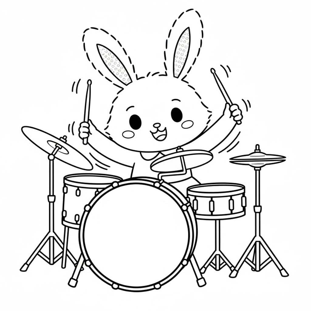 ウィッシュミーメル ドラムを演奏する ぬりえ