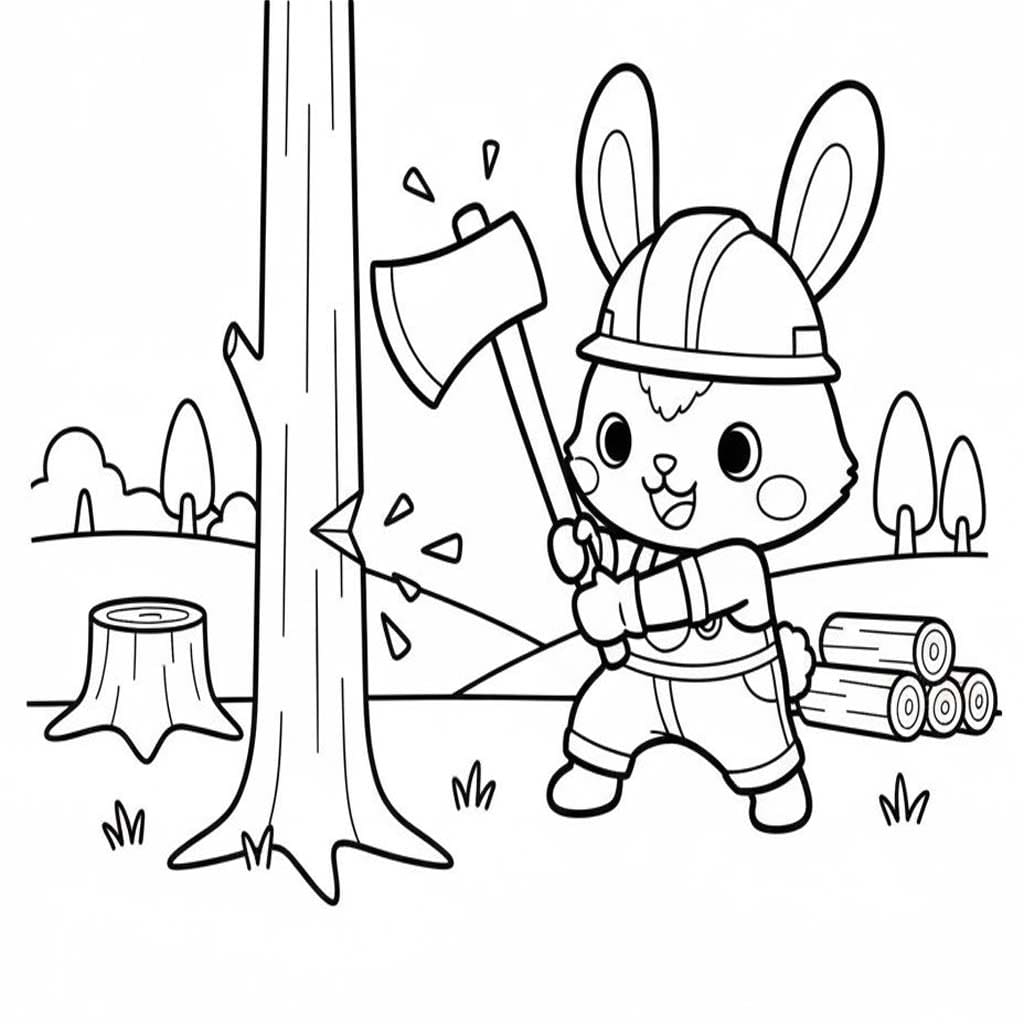 ウィッシュミーメル 木を切り倒す ぬりえ