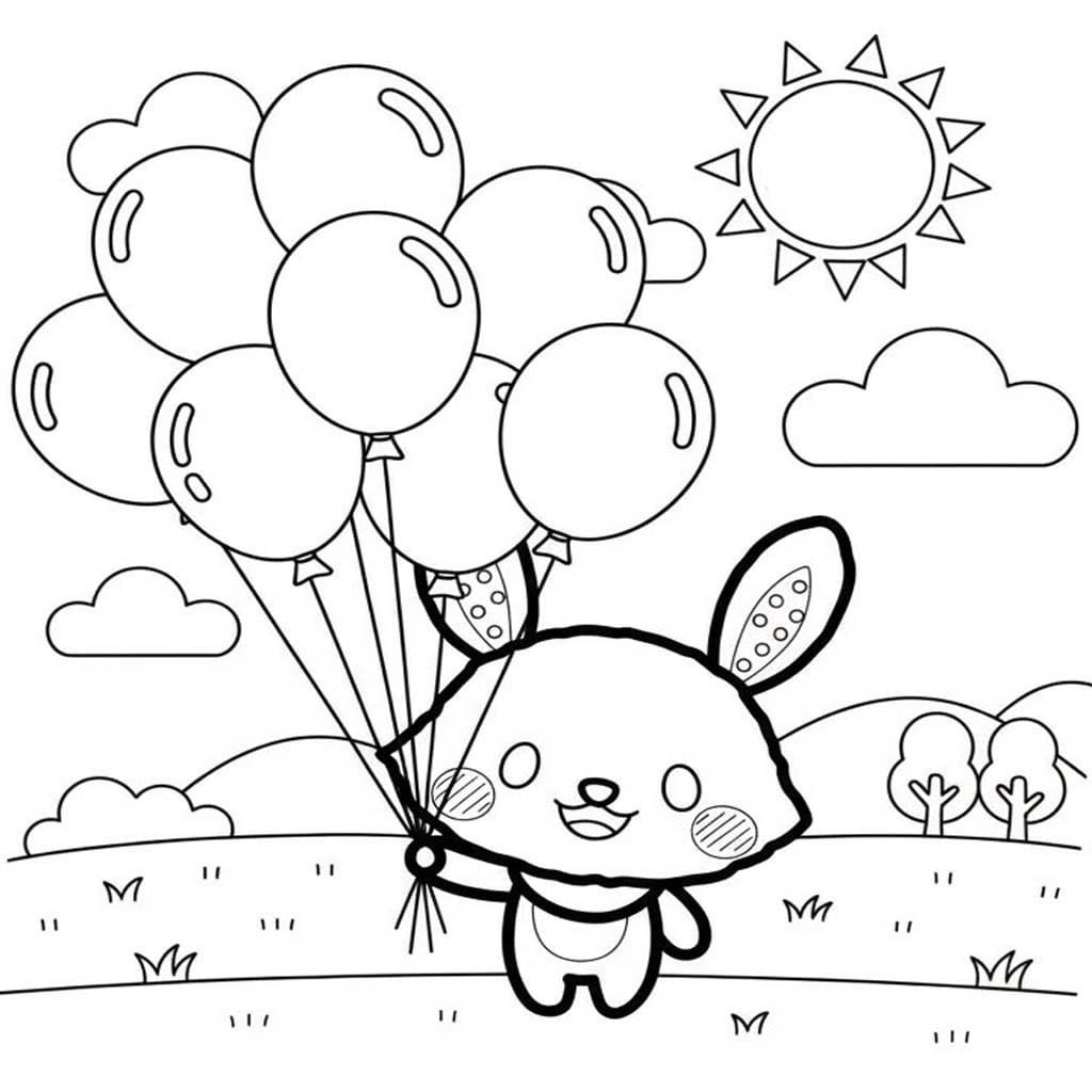 ウィッシュミーメル そして風船 ぬりえ