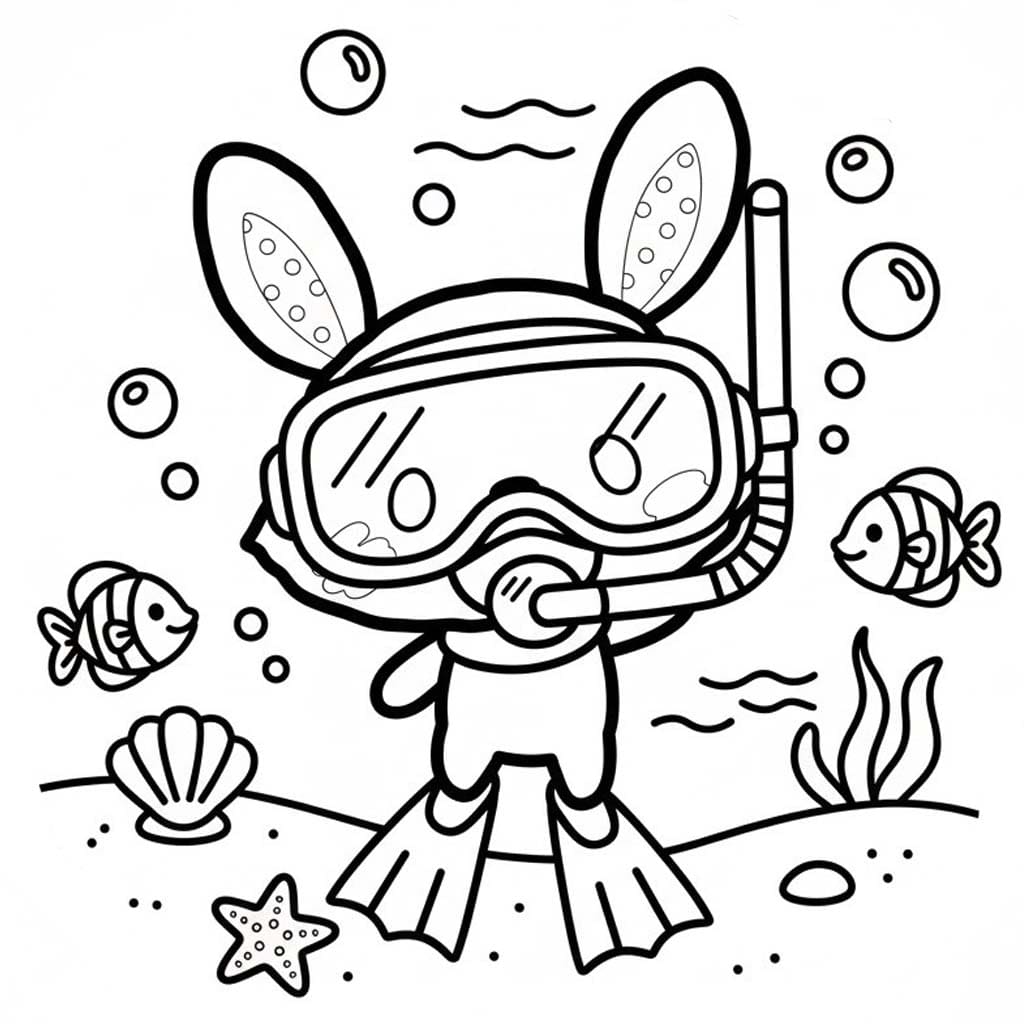 ウィッシュミーメル スキューバダイビング ぬりえ