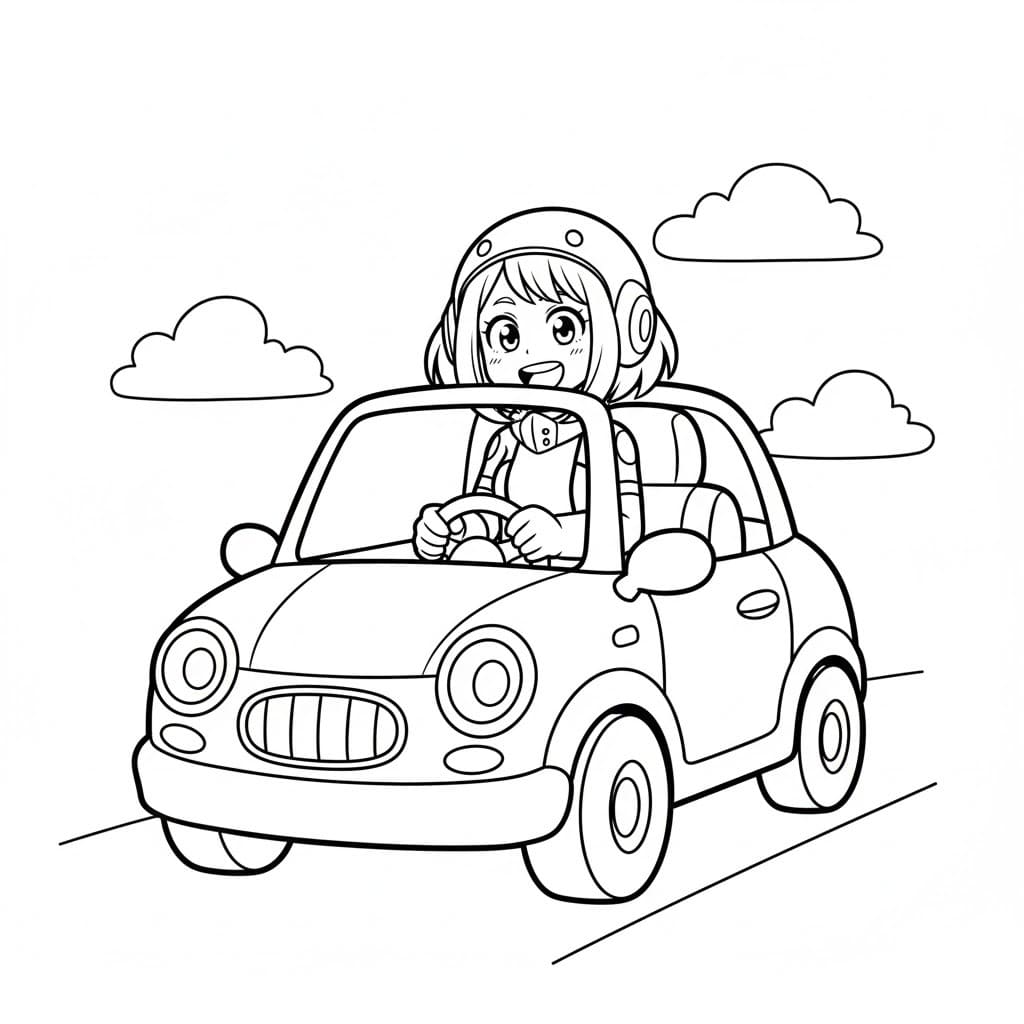 麗日お茶子 ドライブ 車 ぬりえ