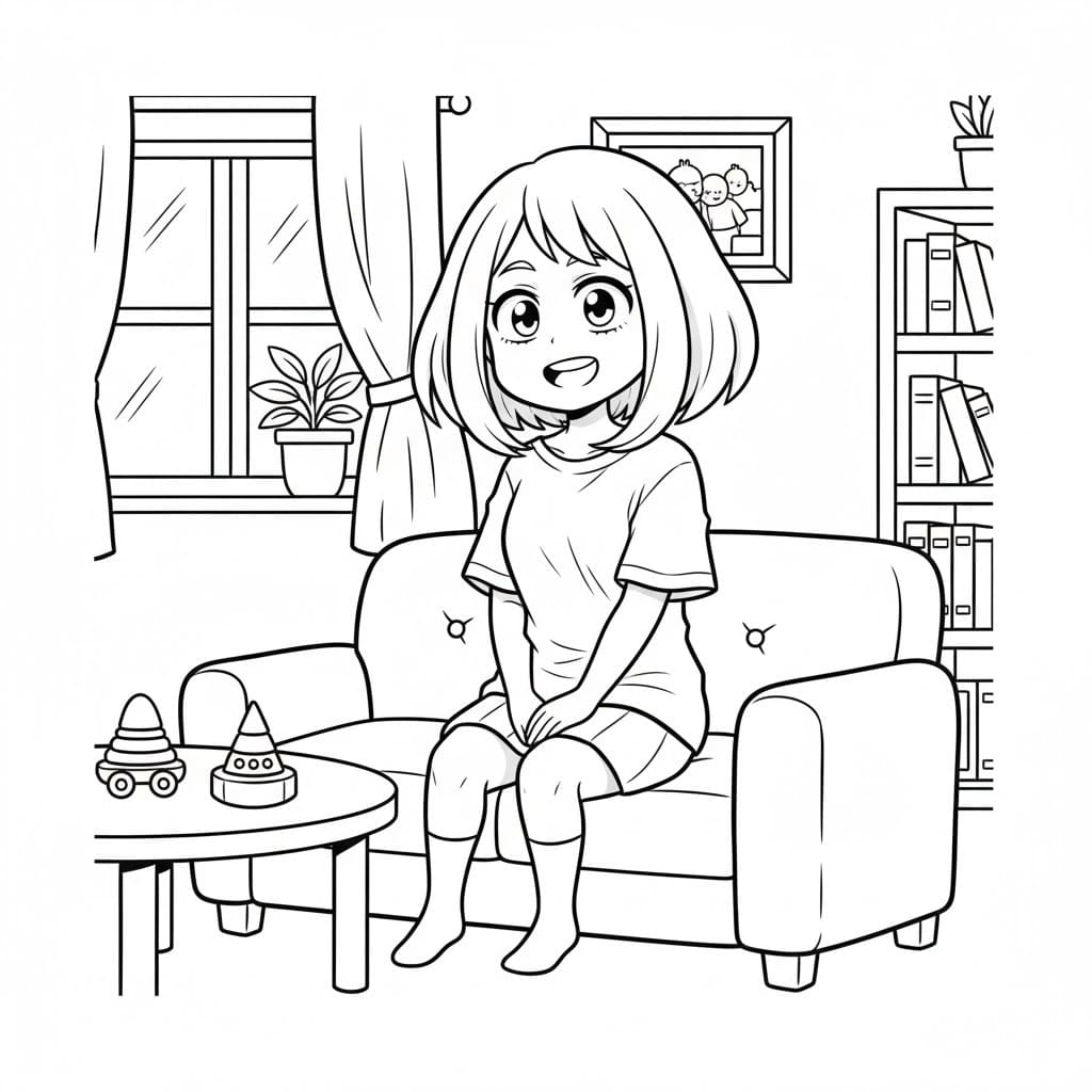 麗日お茶子 単純 ぬりえ