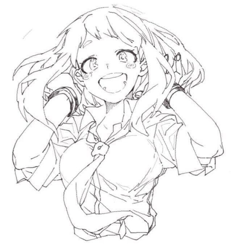 麗日お茶子 笑い ぬりえ