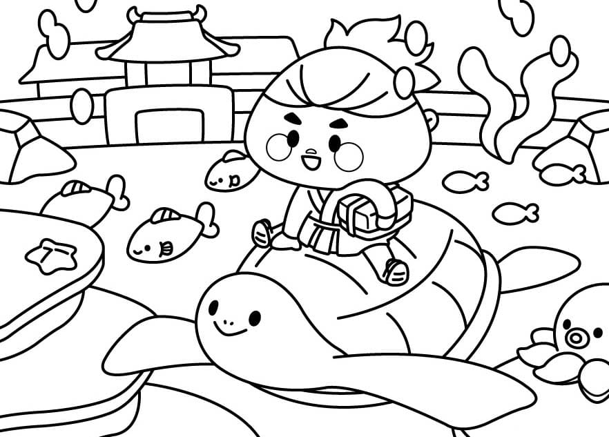 うらしまたろう 7 ぬりえ