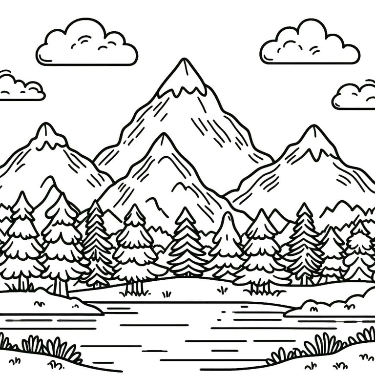 山 4 ぬりえ