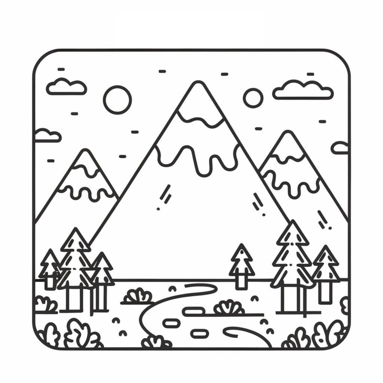 山 6 ぬりえ