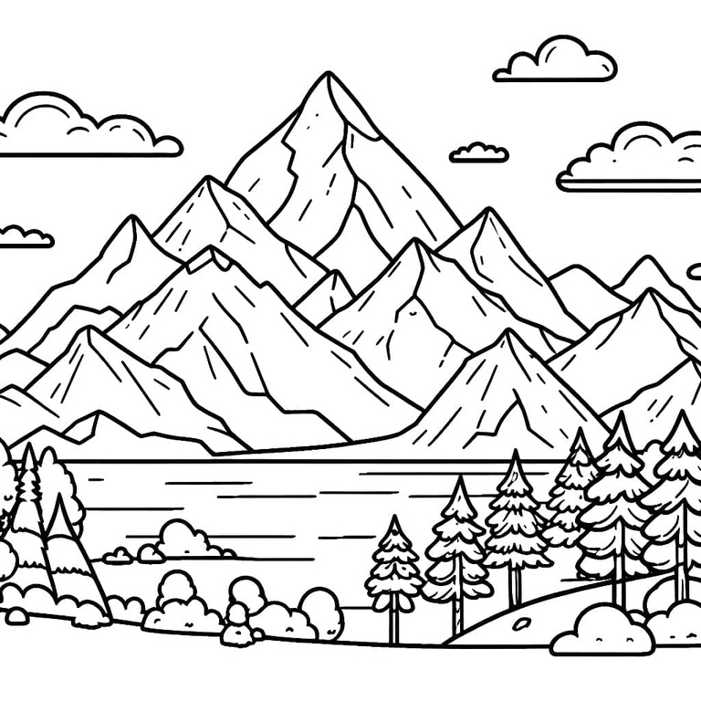 山 7 ぬりえ