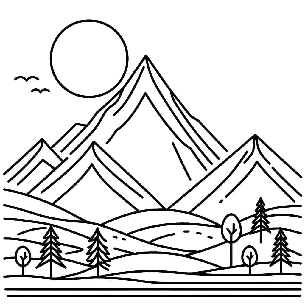 山の無料印刷物 ぬりえ