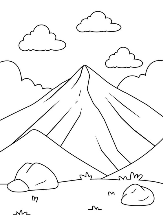 山のシンプル ぬりえ