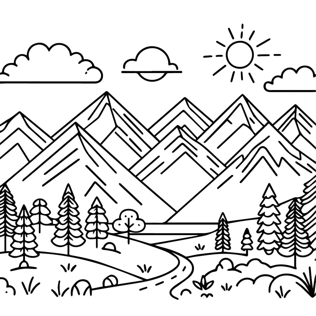 山を描く 印刷 ぬりえ