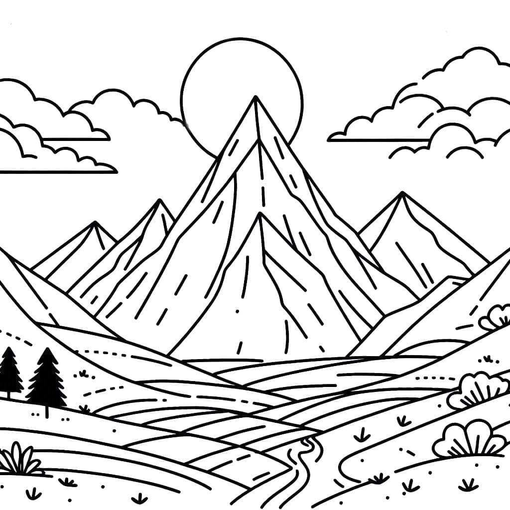 山を描く 無料印刷可能 ぬりえ
