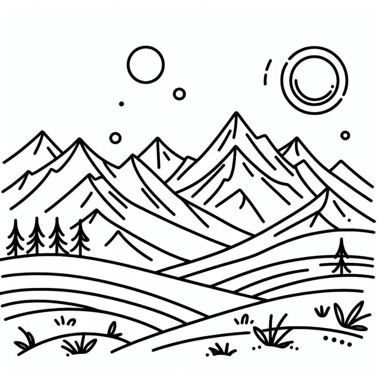 山を描く無料 ぬりえ