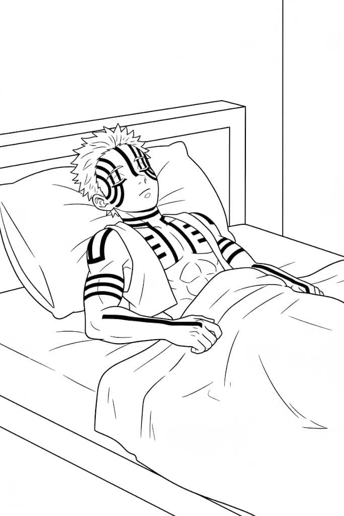 猗窩座 3 ぬりえ