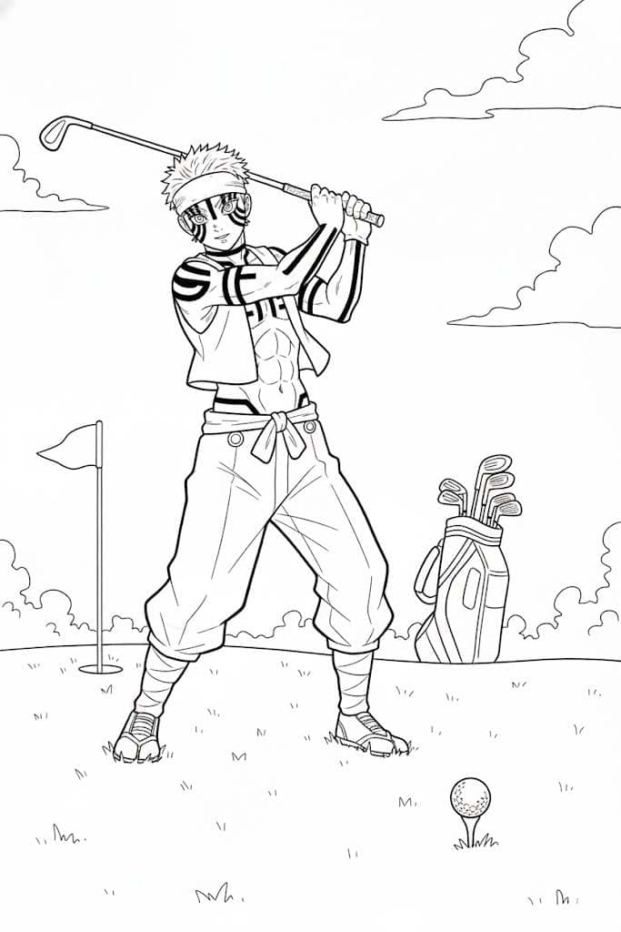 猗窩座 4 ぬりえ