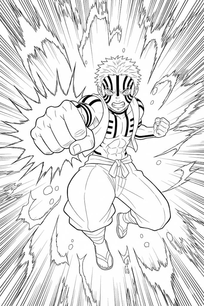 猗窩座 5 ぬりえ