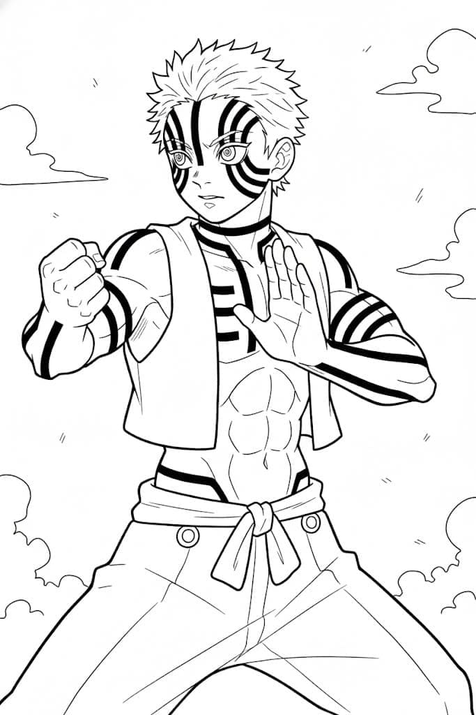 猗窩座 7 ぬりえ