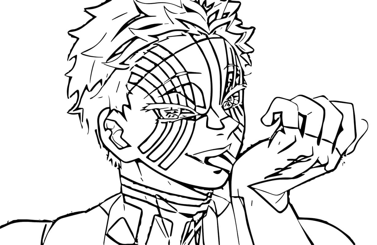 猗窩座 印刷可能 ぬりえ