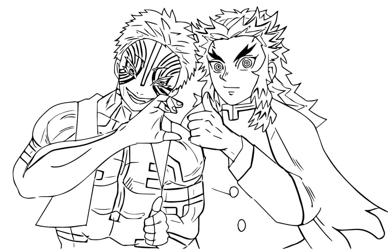 猗窩座 印刷 ぬりえ