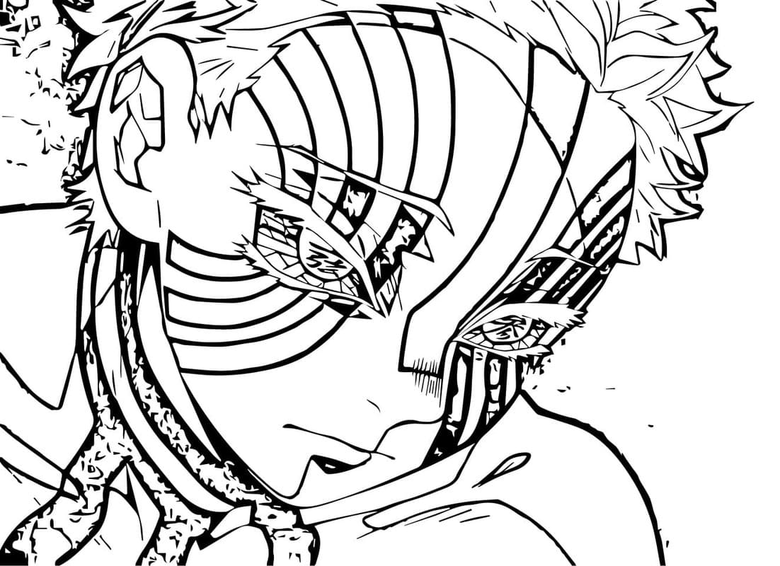 猗窩座 簡単 ぬりえ