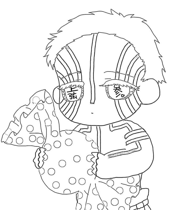 猗窩座 かわいい ぬりえ