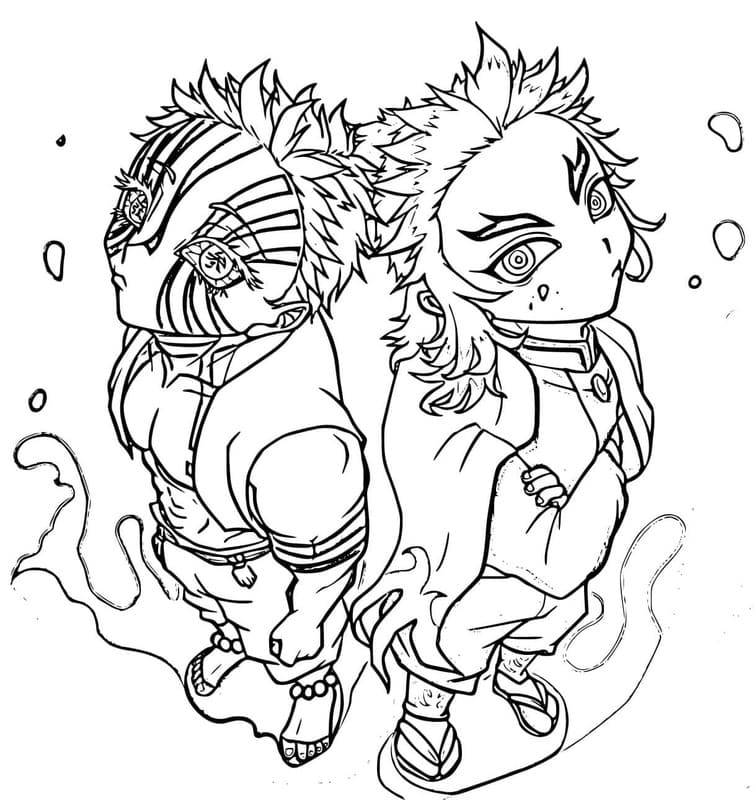 猗窩座 基本的な ぬりえ