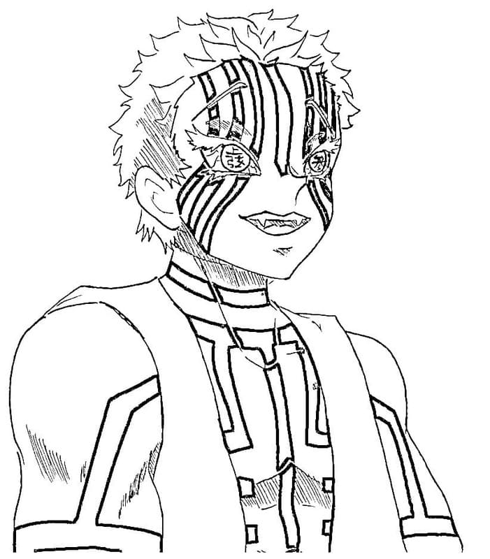 猗窩座 無料で印刷可能 ぬりえ