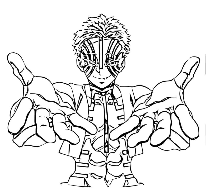 猗窩座 無料で ぬりえ