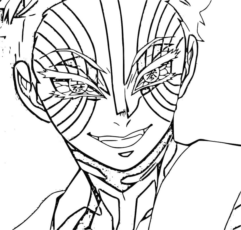 猗窩座 単純 ぬりえ