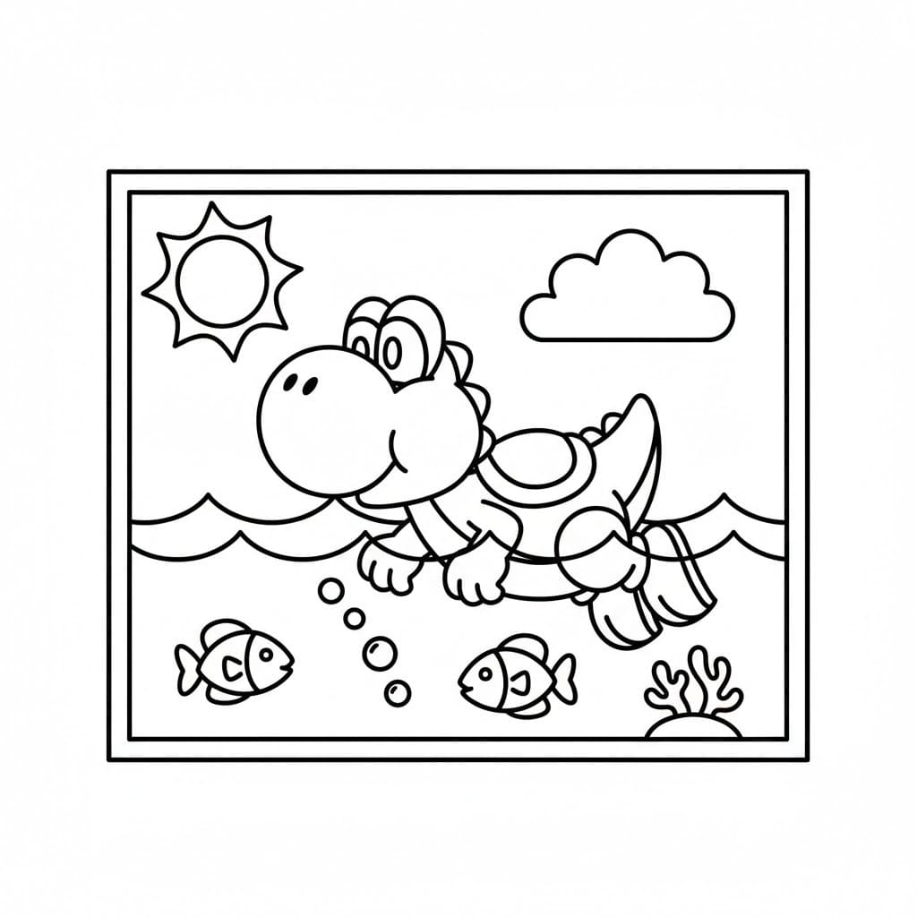 ヨッシー 描く単純 ぬりえ