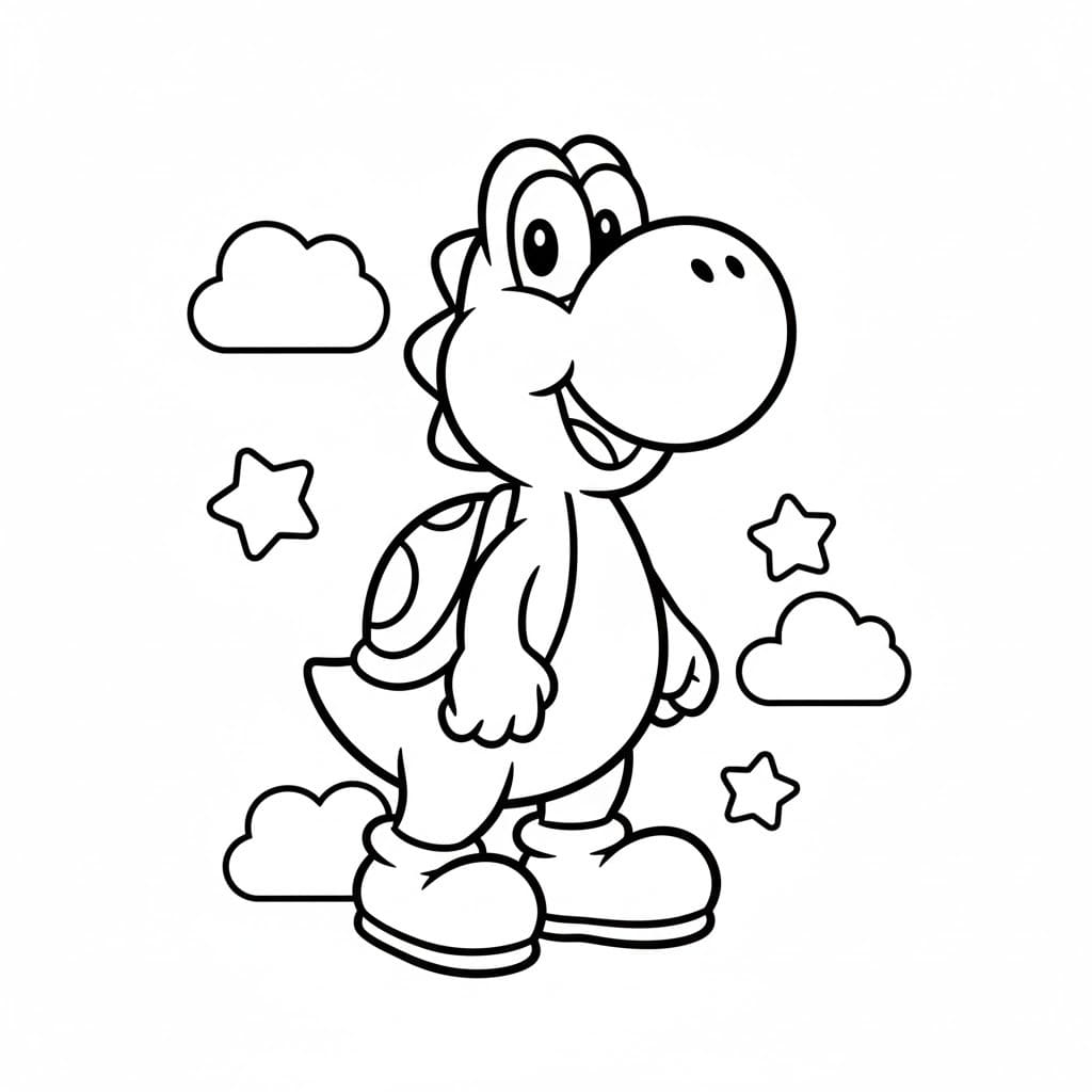 ヨッシー 基本的な ぬりえ