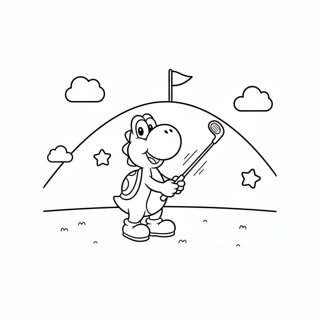 ヨッシー 単純 ぬりえ