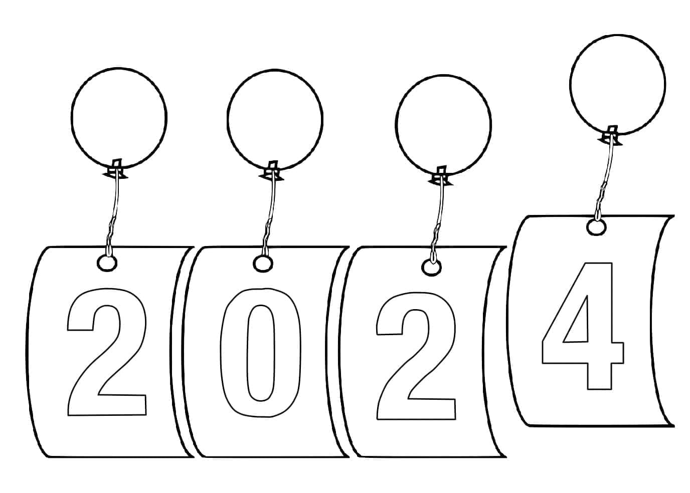 2024 年明けましておめでとうございます 素晴らしい 印刷可能ぬりえ無料ダウンロード