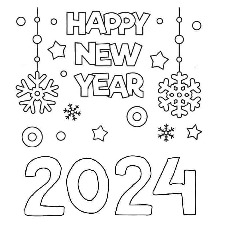 新年あけましておめでとうございます 2024 についてのイラスト 印刷可能ぬりえ無料ダウンロード