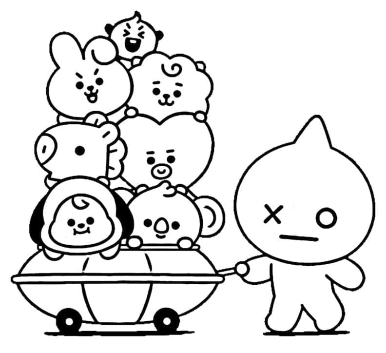 BT21キャラクター - 印刷可能ぬりえ無料ダウンロード