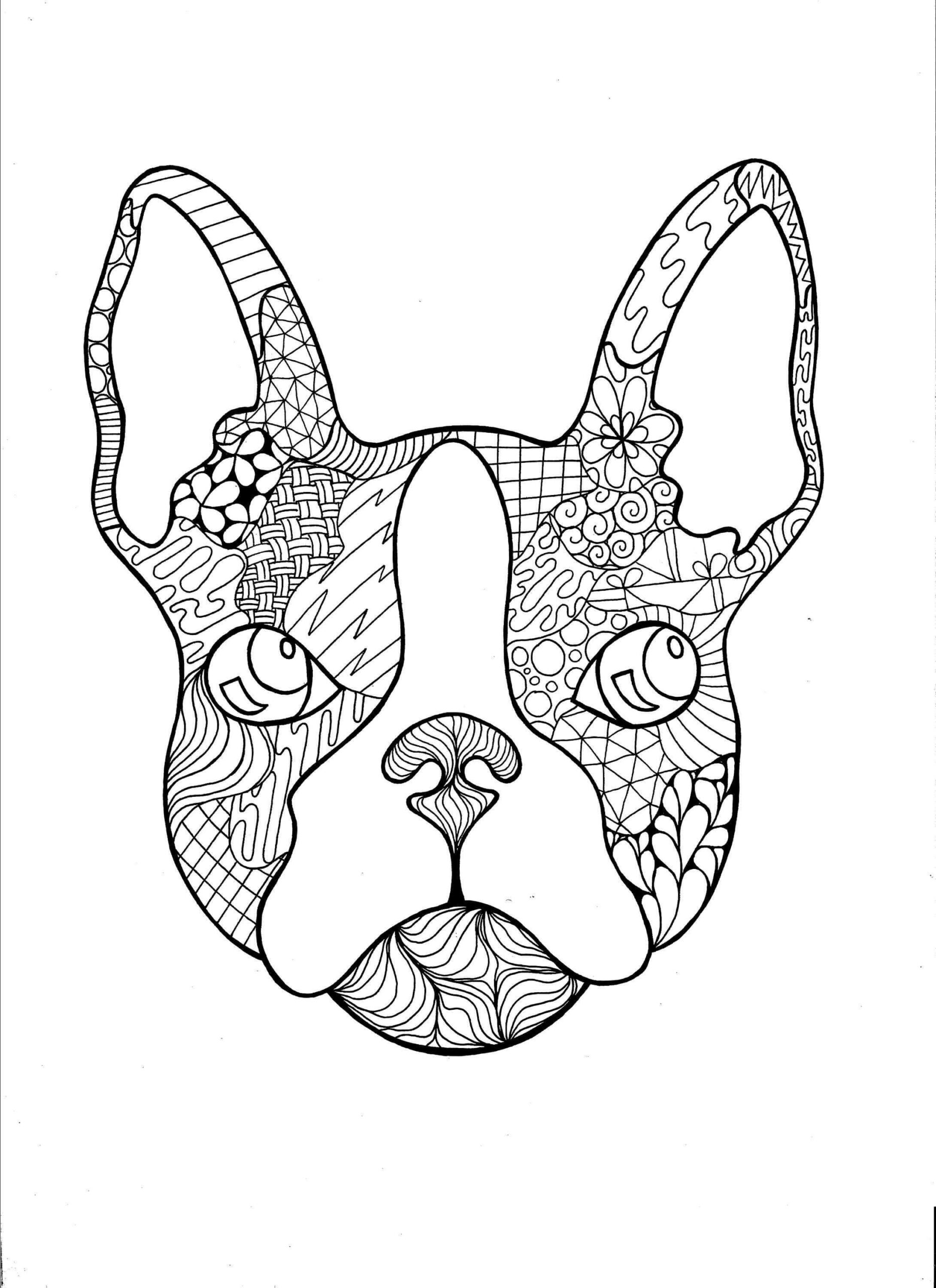 フレンチブルの絵 ボールペン画 フレンチブルドッグ122【ドローイング 原画
