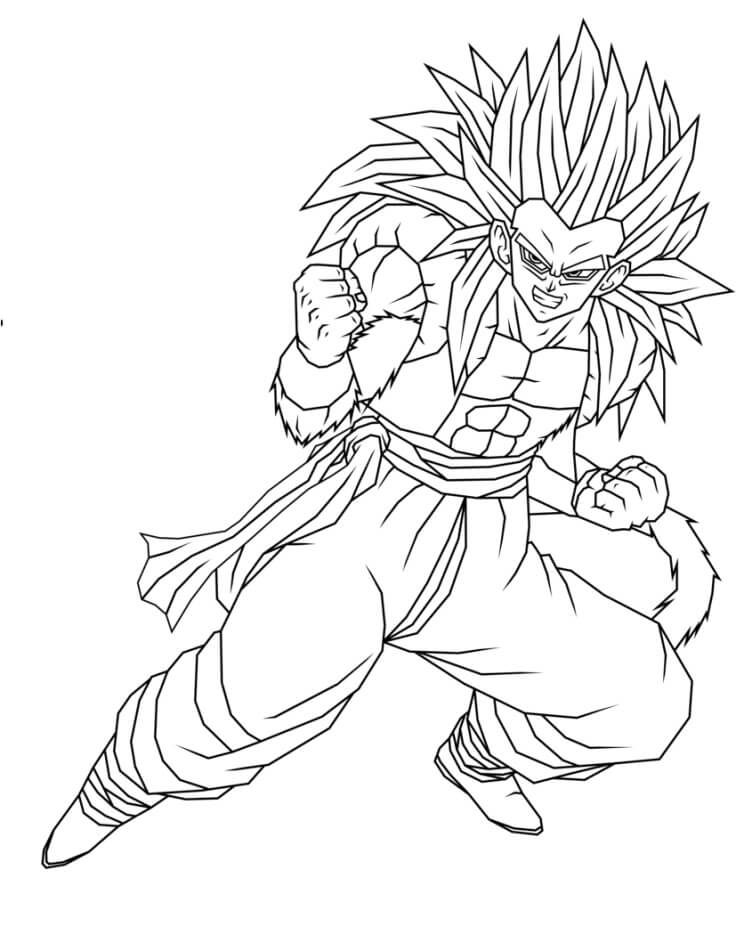 SSJ4ゴジータ笑顔 - 印刷可能ぬりえ無料ダウンロード