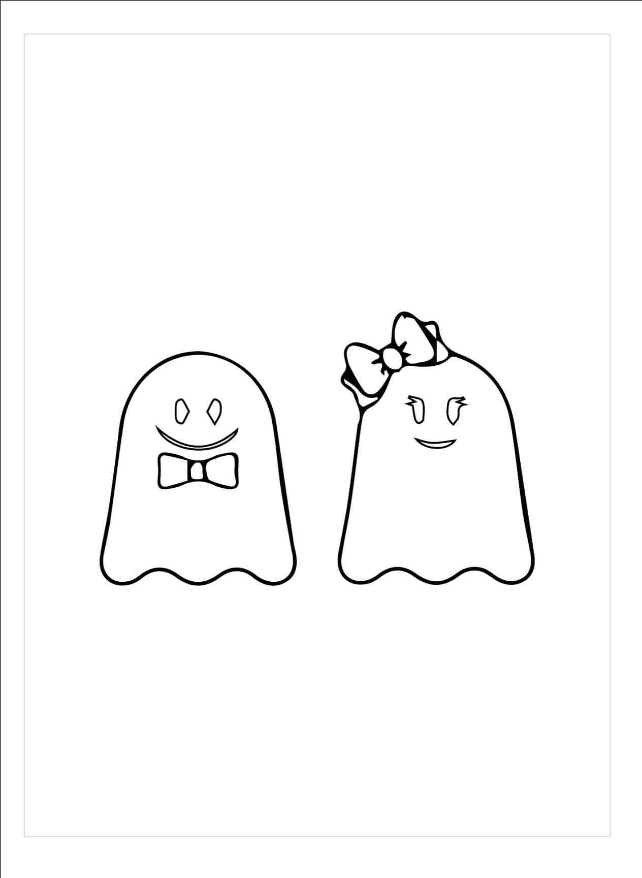 かわいいカップルの幽霊 印刷可能ぬりえ無料ダウンロード