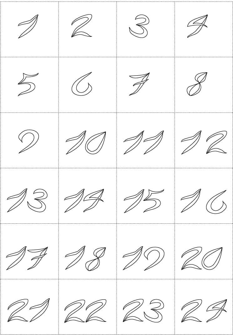 基本的な数字 - 印刷可能ぬりえ無料ダウンロード