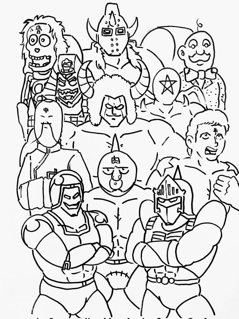 キン肉マン鉛筆スケッチ 直筆原画1点物】キン肉マン 運命の5王子 こうじょう雅之 水墨画