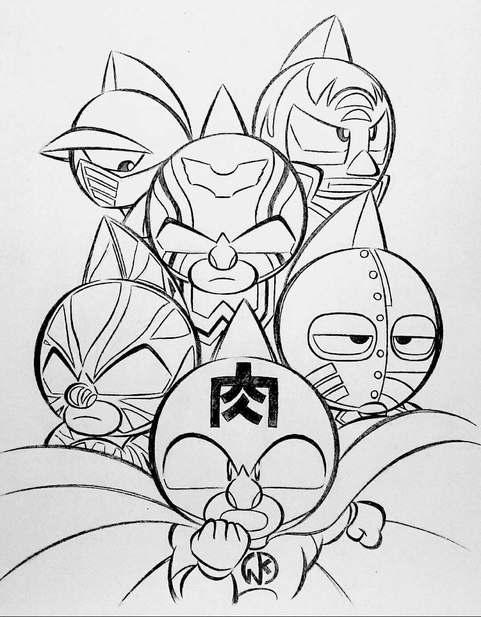 キン肉マンのキャラクターを描く - 印刷可能ぬりえ無料ダウンロード