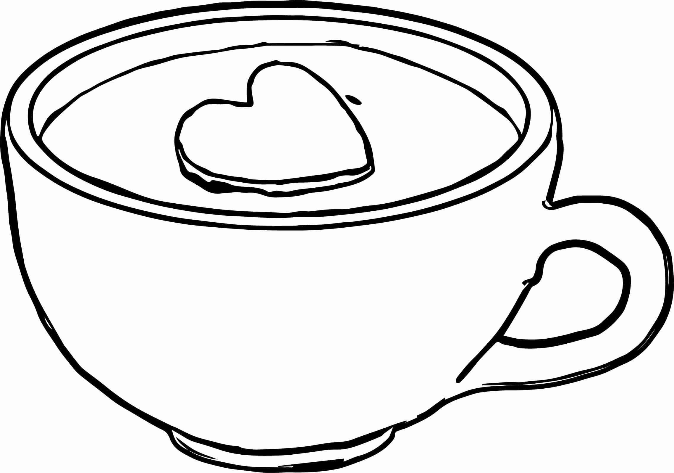 コーヒーカップを描く 印刷可能ぬりえ無料ダウンロード