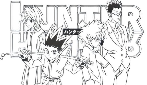 クラピカ、ゴン、キルア、レオリオ - 印刷可能ぬりえ無料