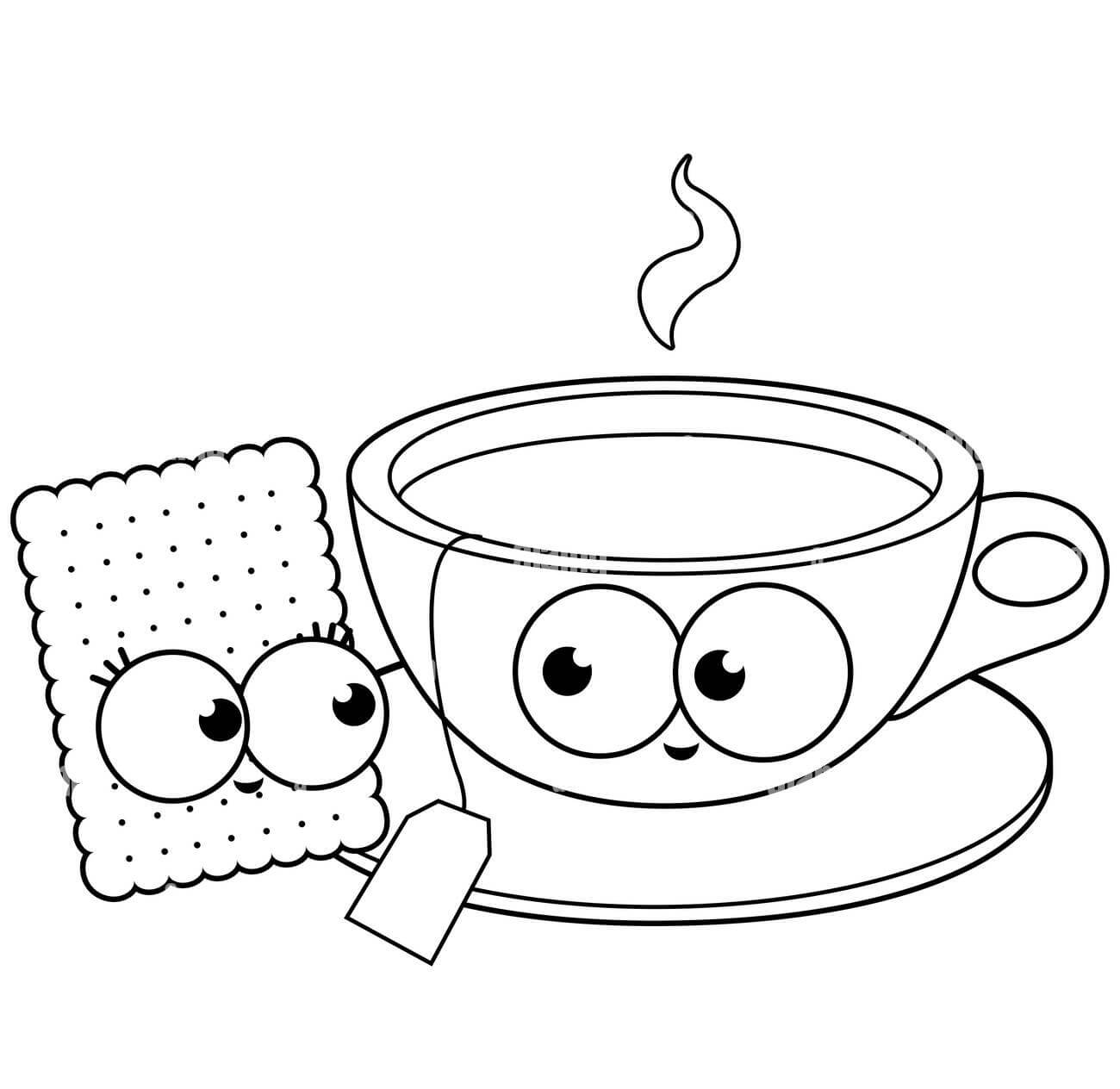 コーヒーカップを描く 印刷可能ぬりえ無料ダウンロード