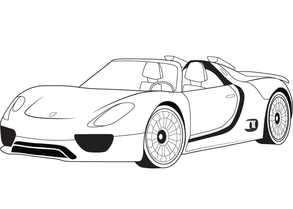 ポルシェ 918 スパイダーのコンセプトカー - 印刷可能ぬりえ無料