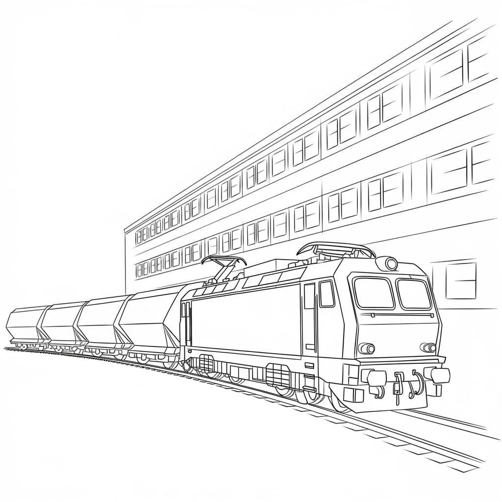 シンプルに描く 貨物 列車 - 印刷可能ぬりえ無料ダウンロード TINYMILLS 輸送車両 電車 電車 建設, image size:1024x1024