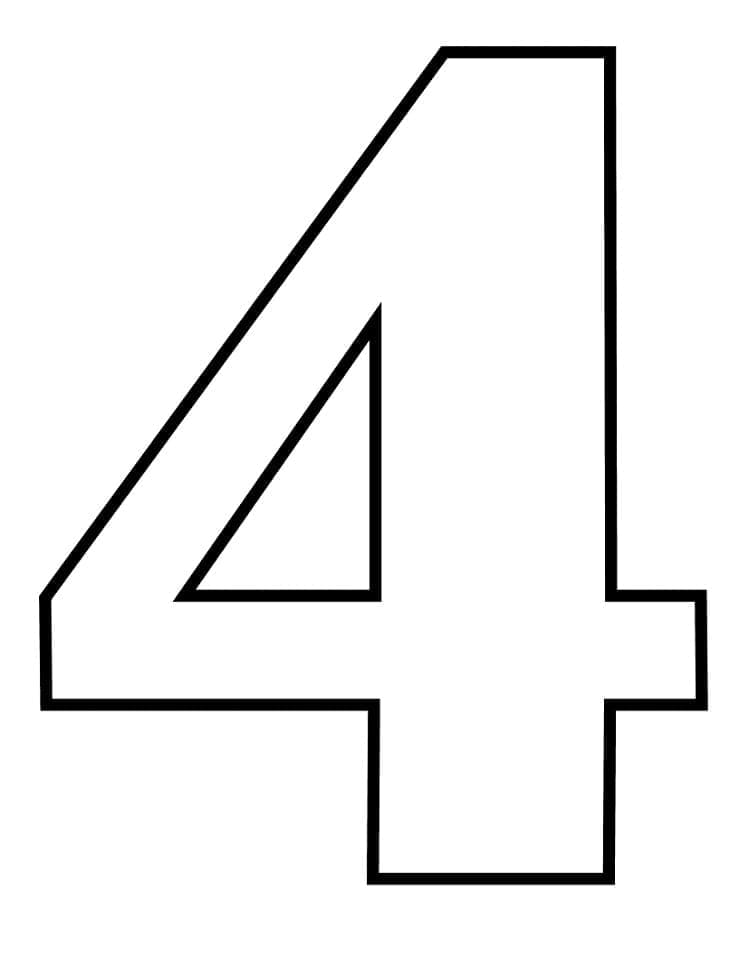 数字 4 は子供に無料 - 印刷可能ぬりえ無料ダウンロード