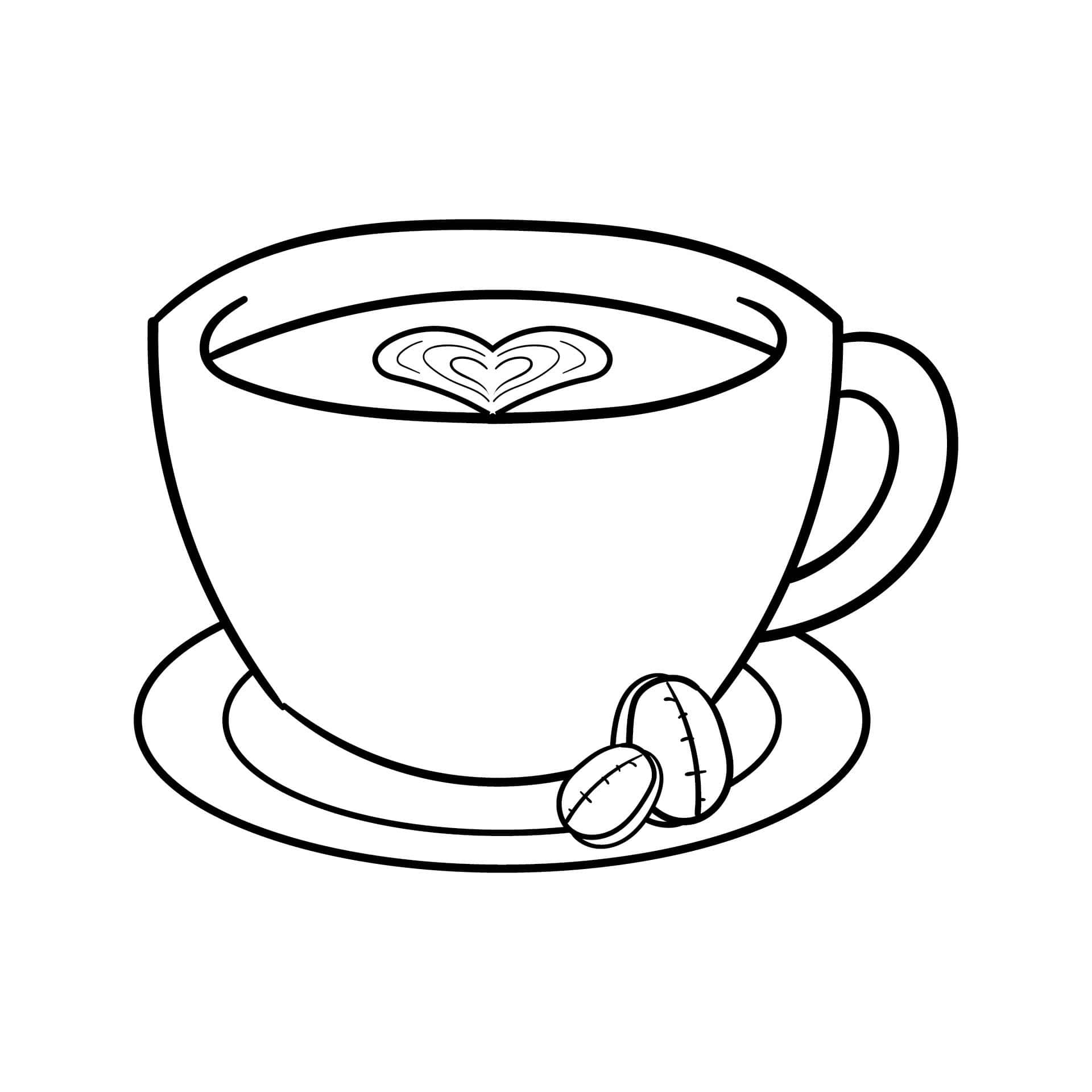 コーヒーカップを描く 印刷可能ぬりえ無料ダウンロード