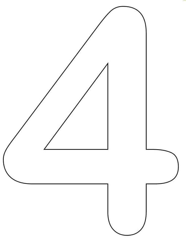 通常の数字 4 - 印刷可能ぬりえ無料ダウンロード
