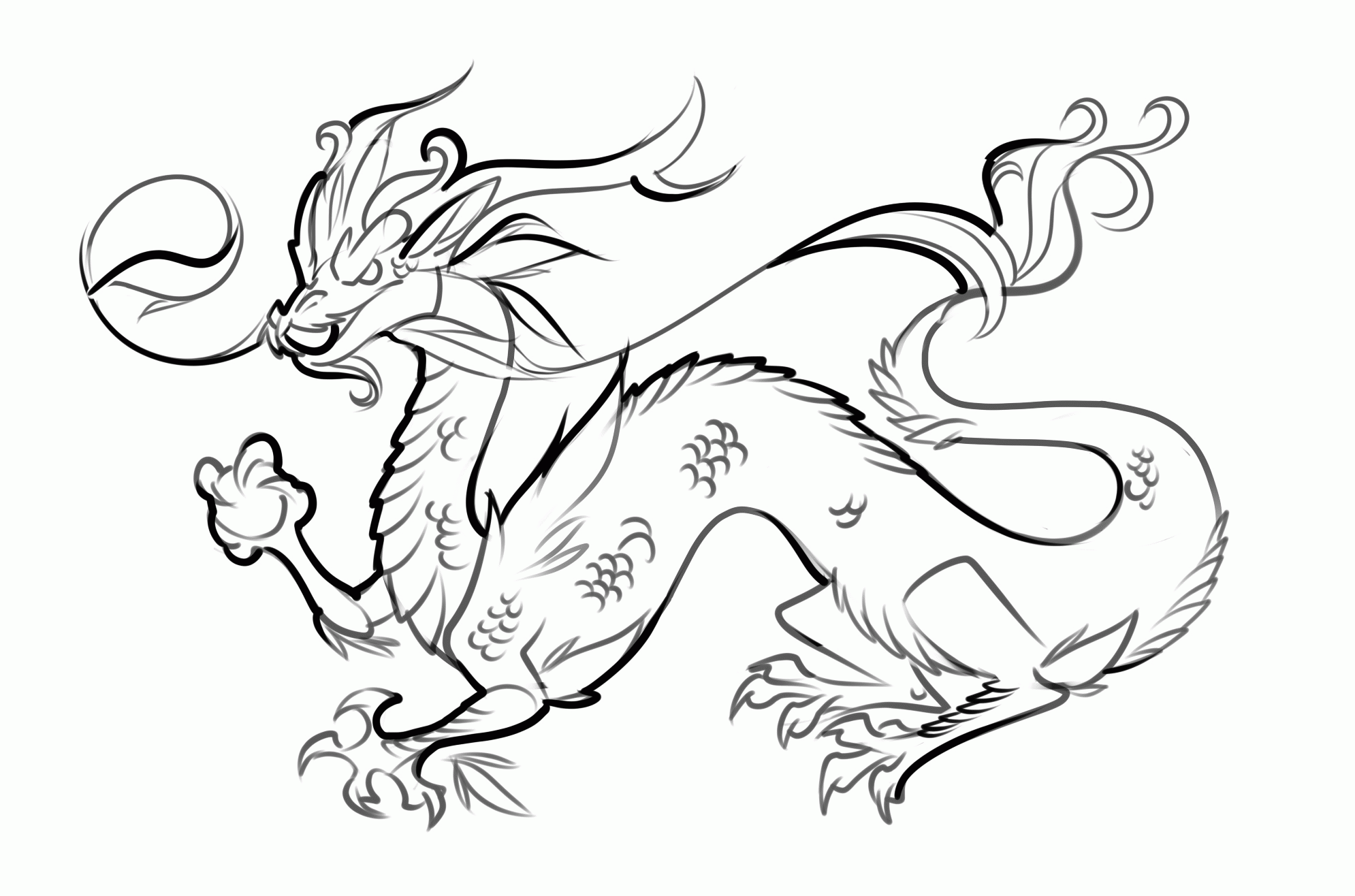 強い中国のドラゴン 印刷可能ぬりえ無料ダウンロード