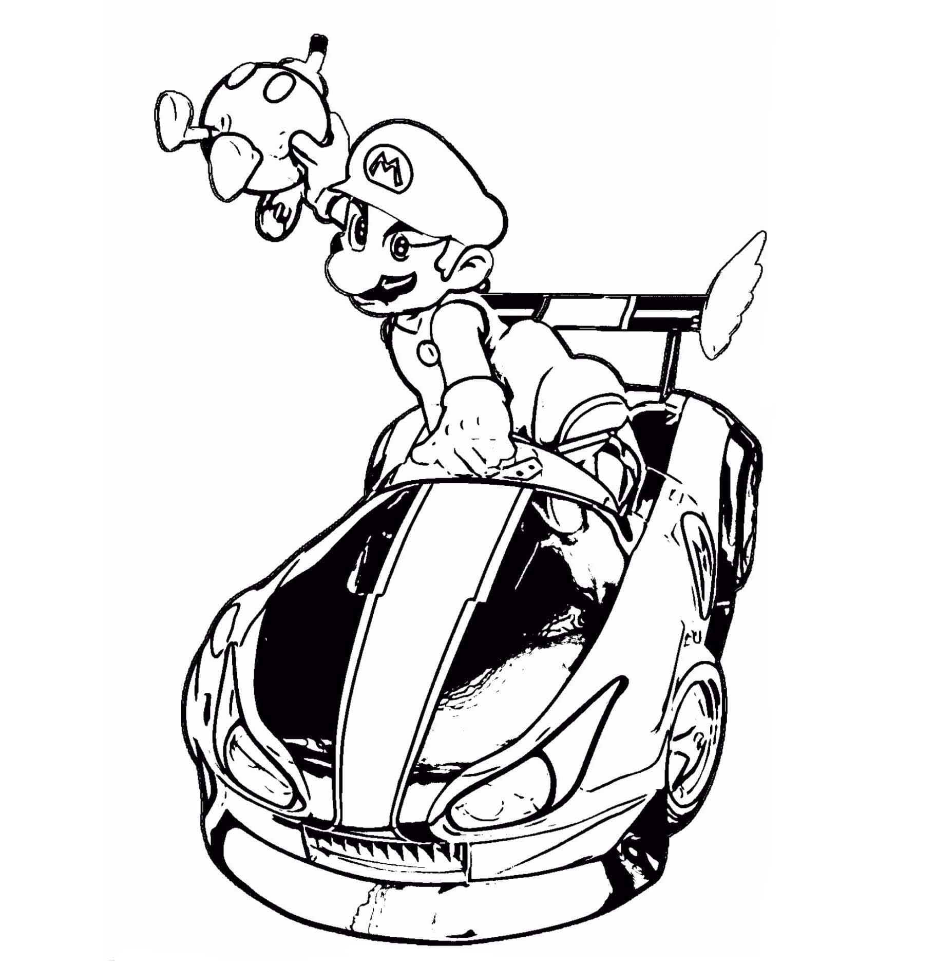 マリオカート アウトラインぬりえ 印刷可能ぬりえ無料ダウンロード
